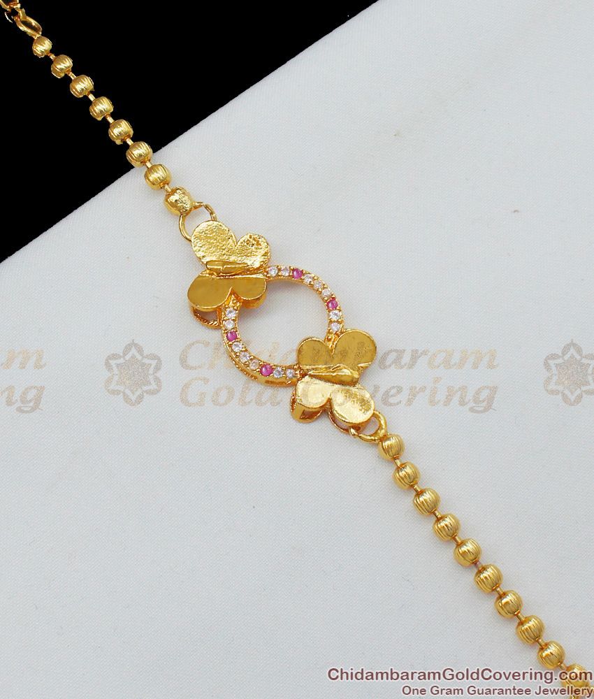 Flying Butterfly Simple Gold Bracelet Beads Collections For Ladies Online BRAC147