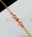 Watch Pattern Beautiful Ruby Stone Gold Plated Bracelet For Ladies BRAC148