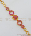 Watch Pattern Beautiful Ruby Stone Gold Plated Bracelet For Ladies BRAC148