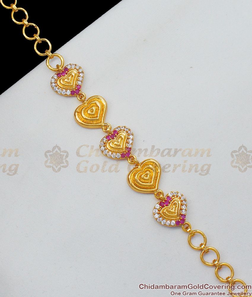 Valentine Special Heart Shaped Gold Bracelet Regular Wear Jewelry Online BRAC155