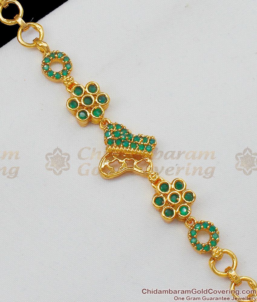 Flying Butterfly Emerald Green Stones Gold Bracelet Collections For Functions BRAC156