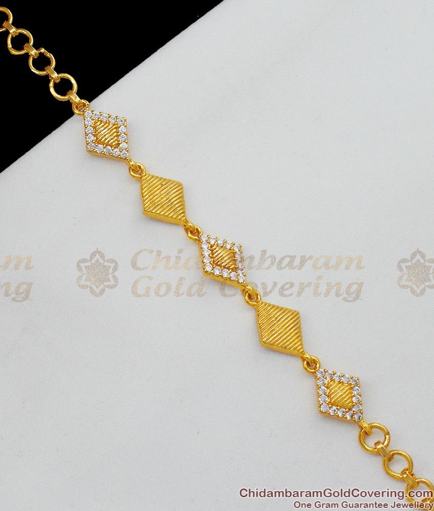 Full White Stone Gold Bracelet Diamond Pattern Jewelry For Women BRAC157