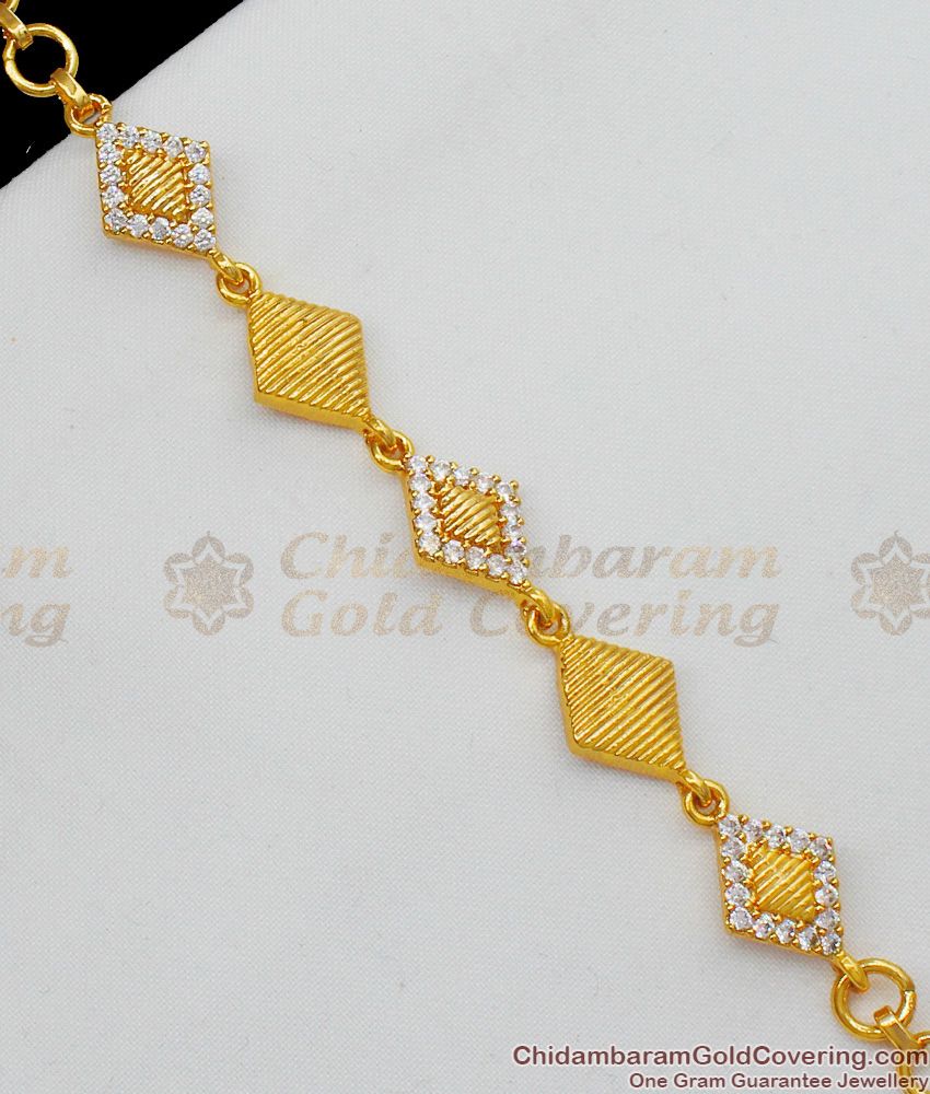 Full White Stone Gold Bracelet Diamond Pattern Jewelry For Women BRAC157