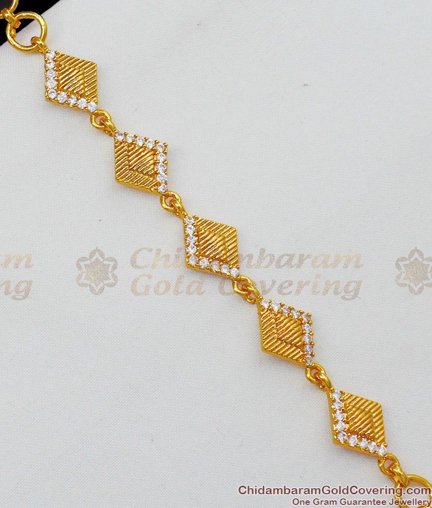 Full White Stone Gold Bracelet Diamond Pattern Jewelry For Women BRAC160