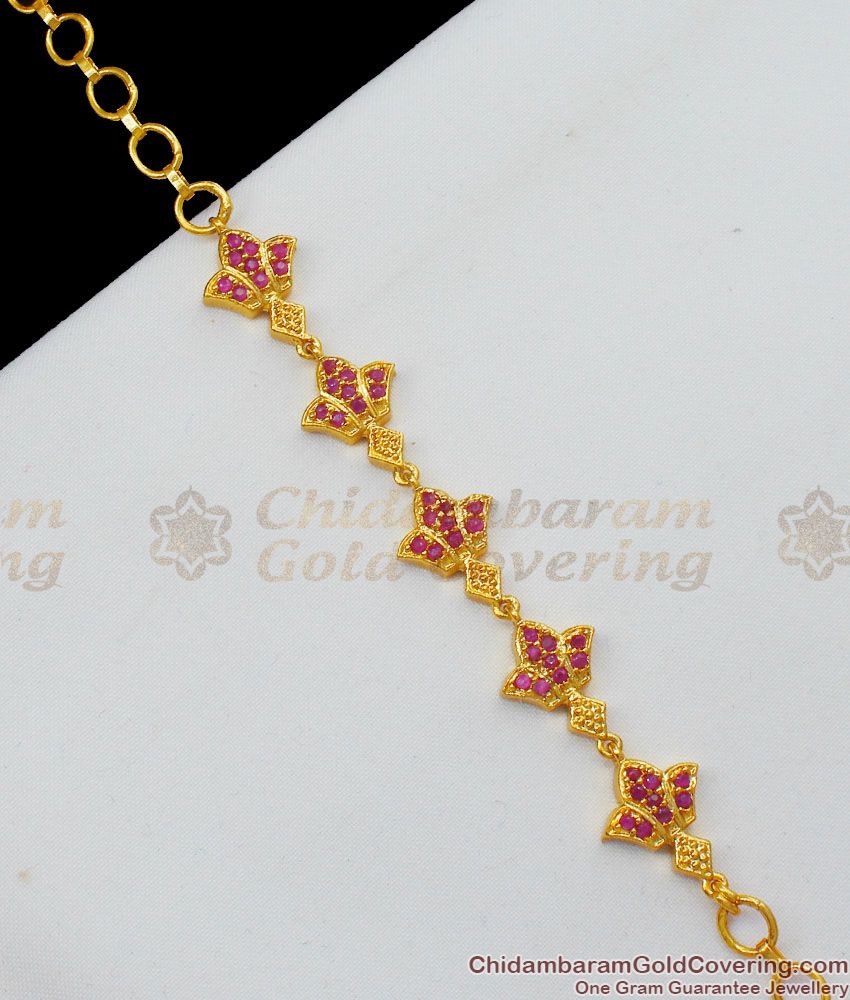 Full Ruby Flower Womens Bracelet Online Gold Jewelry Gift for Someone Special BRAC162