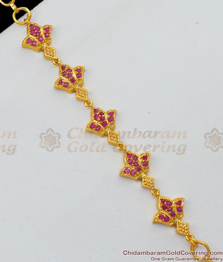 Full Ruby Flower Womens Bracelet Online Gold Jewelry Gift for Someone Special BRAC162