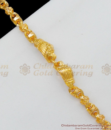 22kt yellow gold handmade stylish Aum design gorgeous customized bracelet  best gift for boys men personalized gold jewelry India br39  TRIBAL  ORNAMENTS