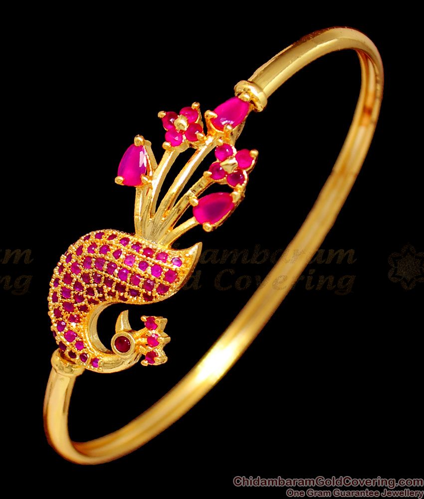 Dancing Peacock Full ruby Stone Open Type Trendy Collections Low Price BRAC168