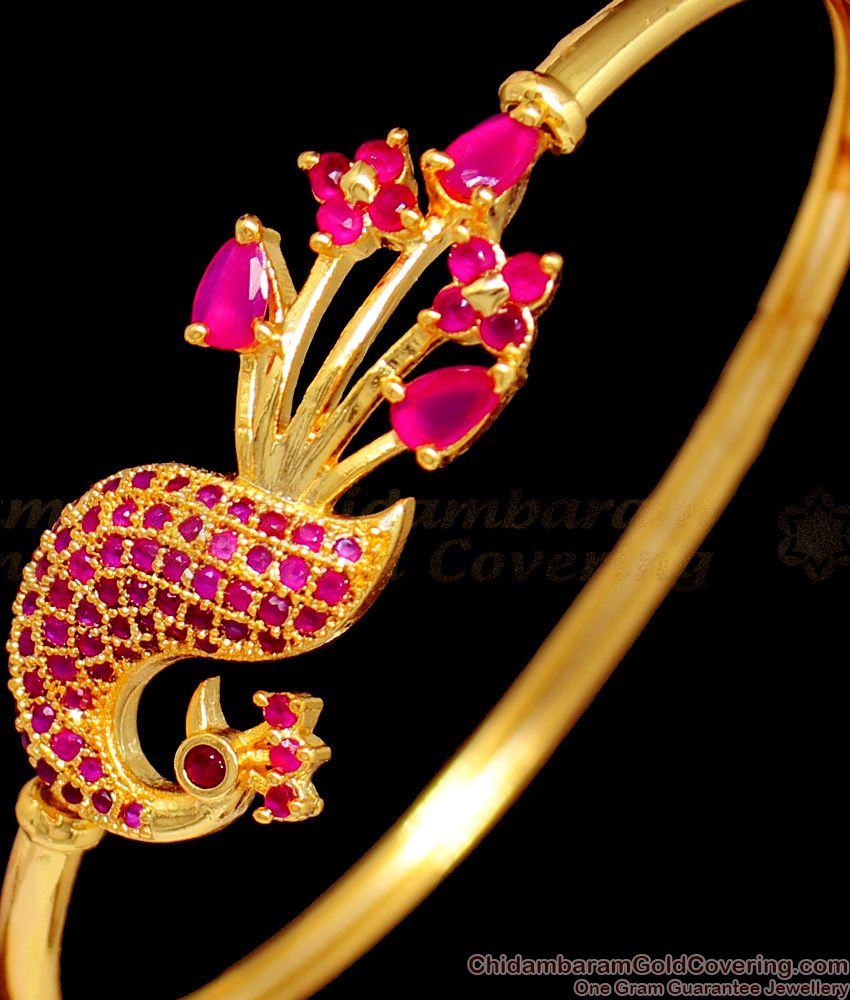 Dancing Peacock Full ruby Stone Open Type Trendy Collections Low Price BRAC168