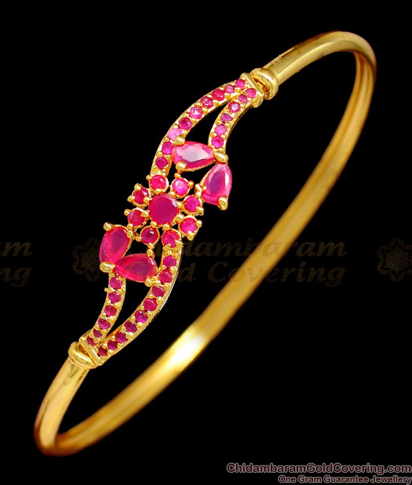 Flower Model Full Ruby Stone Open Type Bracelet for Teens Girls BRAC169