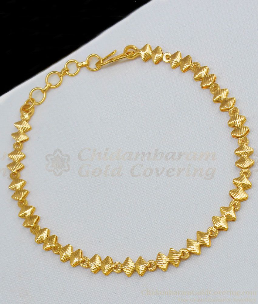 Creative Gold Rhombus Shape One Gram Bracelet Jewelry For Ladies Daily Use BRAC191