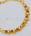 Lovely Heart Design With AD Ruby Stone Gold Plated Bracelet Collection BRAC193