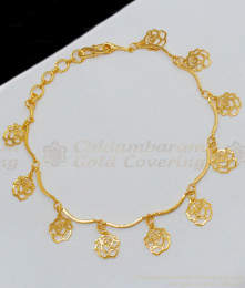 Pretty Rose Flower Design Gold Plated Bracelet Collections Online BRAC194