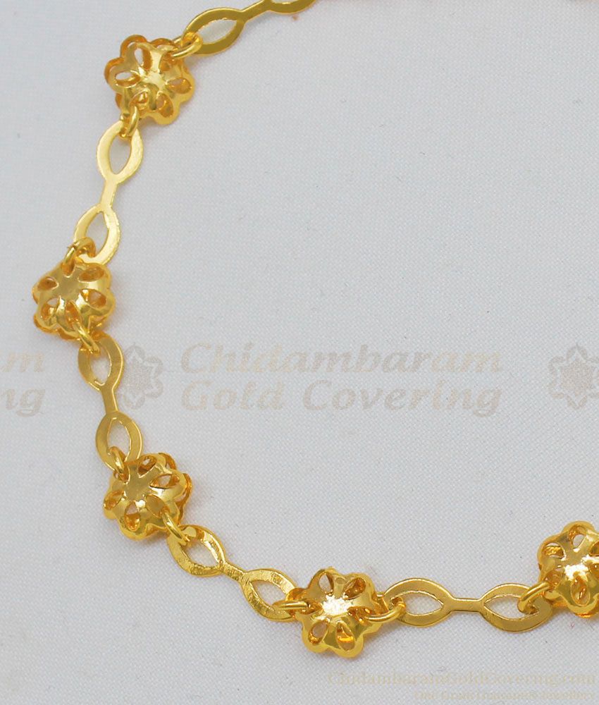 Attractive Ball Shaped Flower Fancy Model Gold Plated Bracelet For Ladies BRAC195