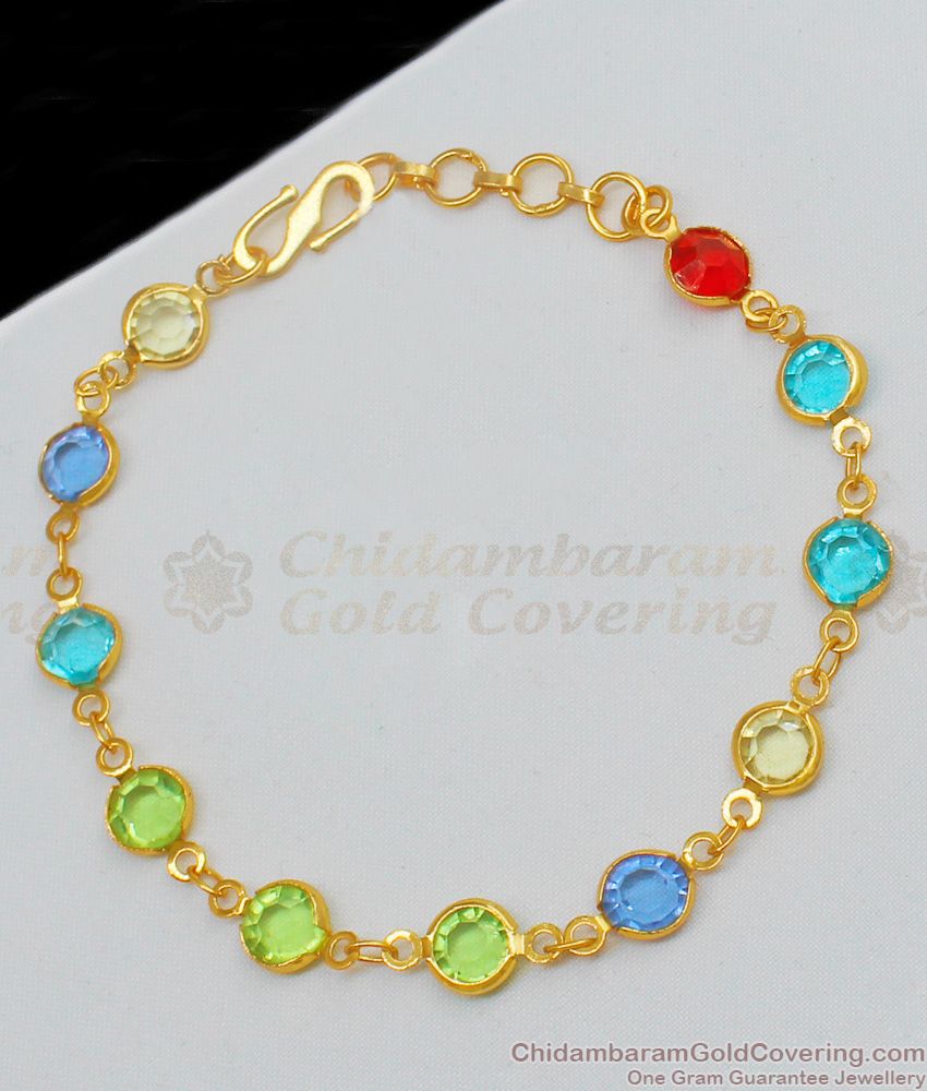 Beautiful MultiStone Bracelet Gold Imitation Jewelry Online Sell BRAC203