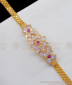 Gati Sontes Flower Design Impon Pink And White Stone Gold Bracelet Bridal Wear BRAC207