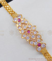 Gati Sontes Flower Design Impon Pink And White Stone Gold Bracelet Bridal Wear BRAC207