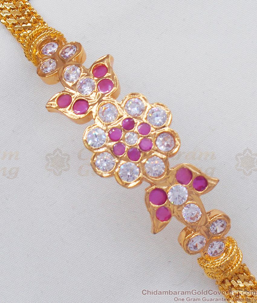 Grand Gold Design Impon Pink And White Stone Gold Bracelet Bridal Wear BRAC208