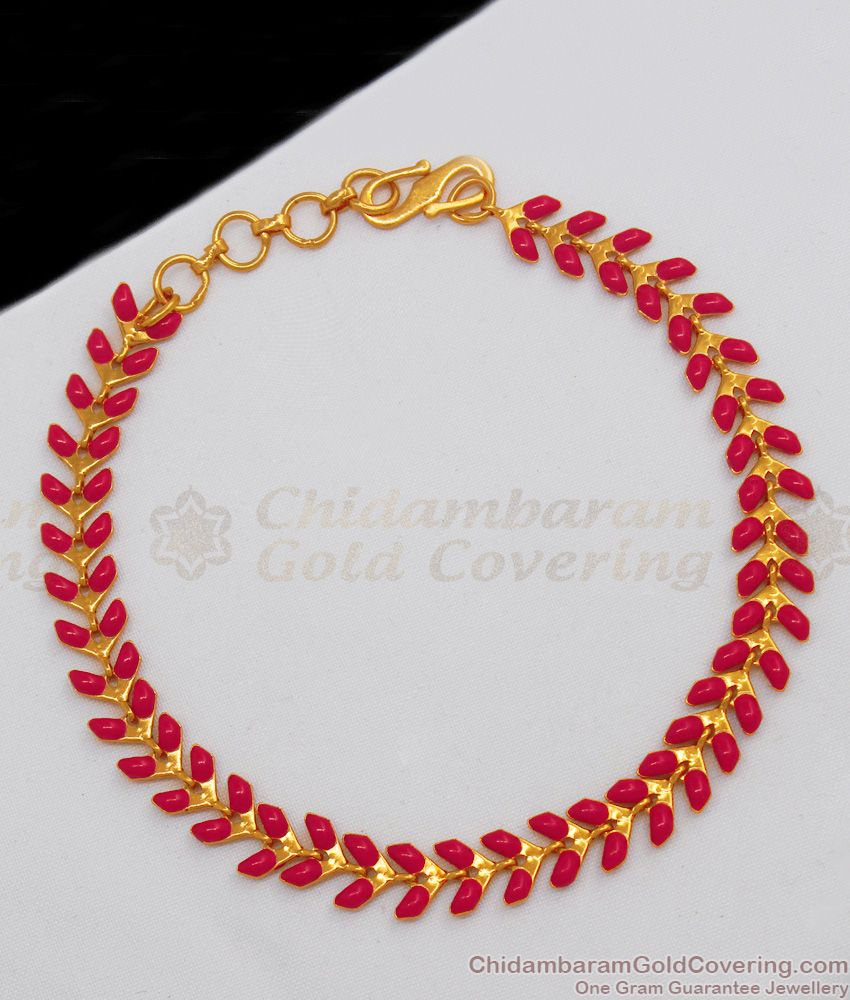 Beautiful Red Flower Model Gold Imitation Bracelet For Marriage Functions BRAC257
