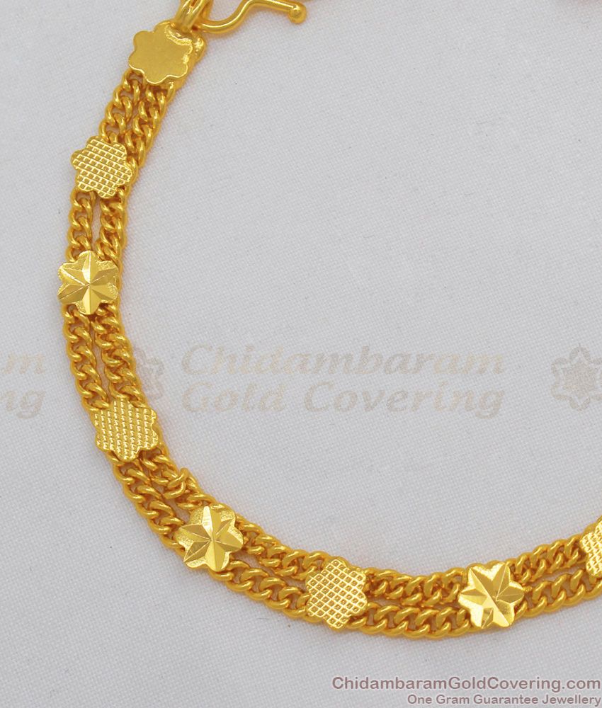Light Weight Star and Flower Bracelet One Gram Gold Jewelry BRAC258