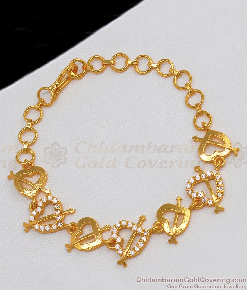 Trendy Gold Bracelet Heart Design For Girls Daily Wear BRAC261