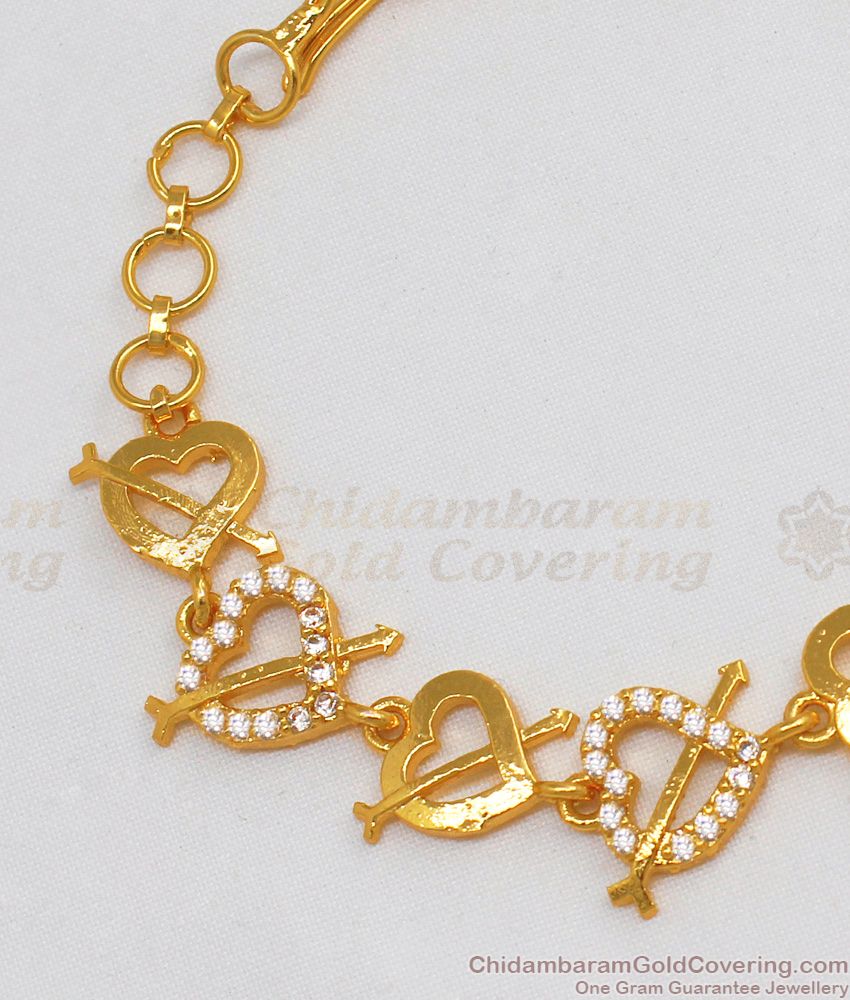 Trendy Gold Bracelet Heart Design For Girls Daily Wear BRAC261