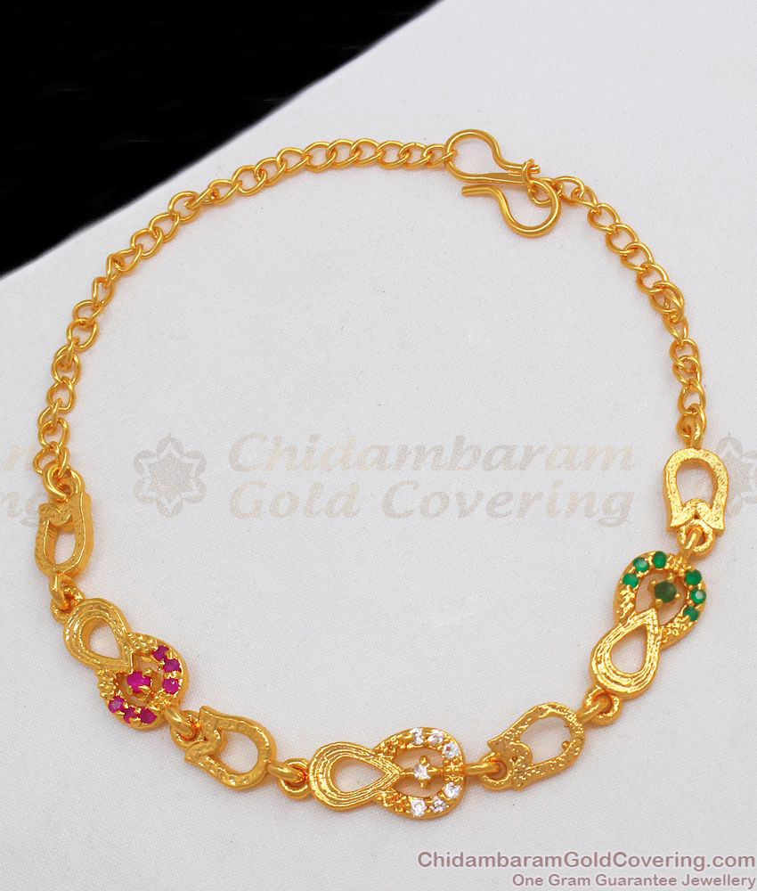 Multi Colour Stone Gold Bracelet Buy Chidambaram Gold Covering BRAC265