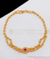 Double Line Gold Bracelet Ruby Stone  With Gold Beads Design For Special Occasions BRAC266