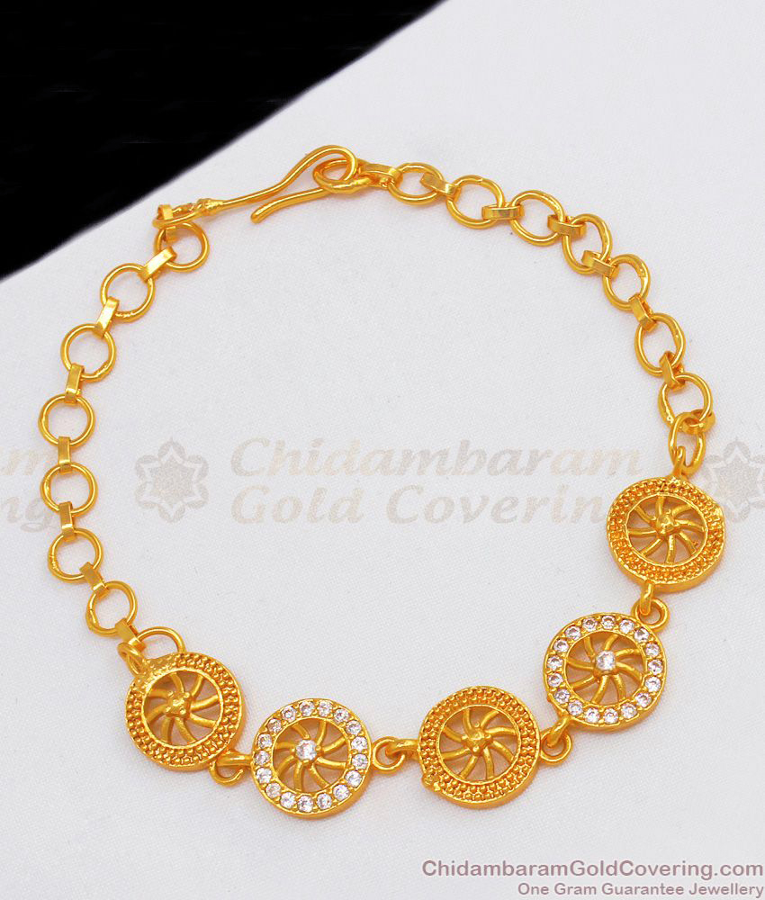 Fancy Gold Bracelet Ladies Light Weight Design For Special Occasions BRAC268