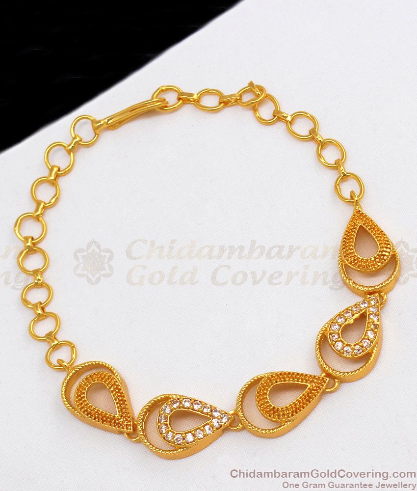 Rain Drop Model Gold Bracelet Ladies Light Weight Design For Daily Wear BRAC273