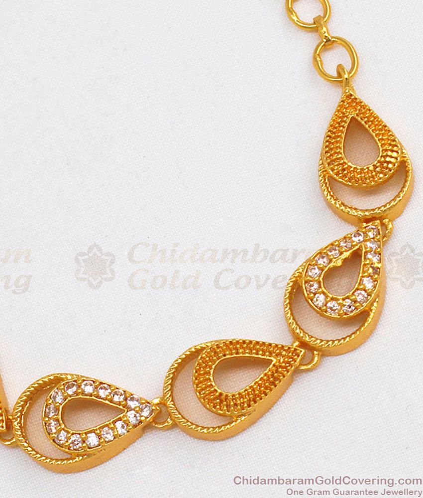 Rain Drop Model Gold Bracelet Ladies Light Weight Design For Daily Wear BRAC273