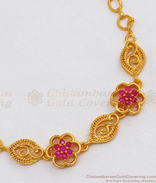 AD Pink Stone Gold Bracelet Ladies Light Weight Design For Daily Wear BRAC276 AD Pink Stone Gold Bracelet Ladies Light Weight Design For Daily Wear BRAC276