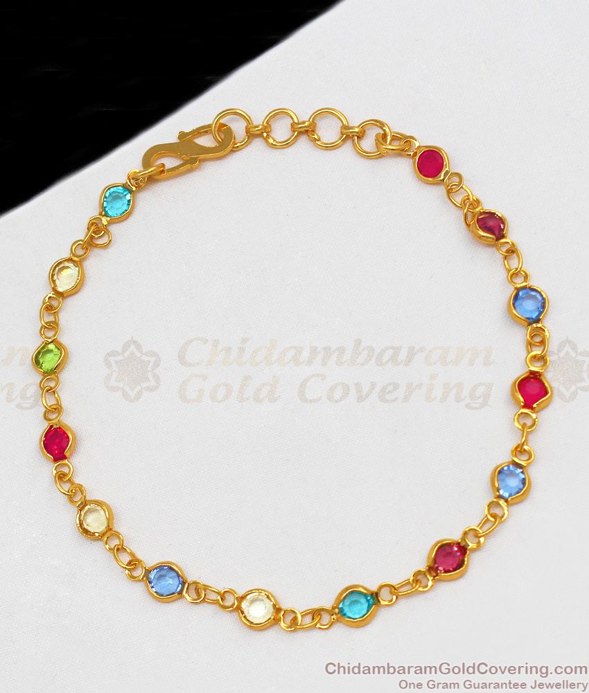 Beautiful Multi Colour Stone Gold Bracelet For Ladies Special Occasions BRAC281