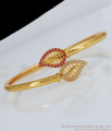 Leaf Design Gold Bracelet With Full Ruby AD White Stone Collection BRAC288