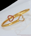 Pretty Heart Design Gold Bracelet With Full Ruby AD White Stone Collection BRAC289