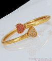 Little Heart Design Gold Bracelet With Full Ruby AD White Stone Collection Online BRAC290