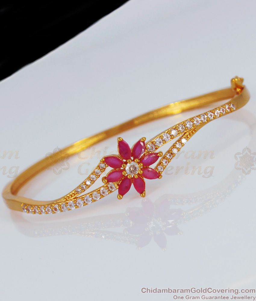 Fantastic Flower Design Ruby Stone Gold Bracelet BRAC306