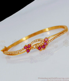 Latest Ruby White Stone Gold Open Type Bracelet BRAC313 Latest Ruby White Stone Gold Open Type Bracelet BRAC313