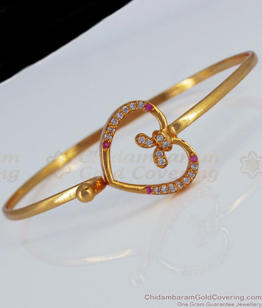 Trendy Hearty Design Gold Open Type Bracelet For Womens BRAC342