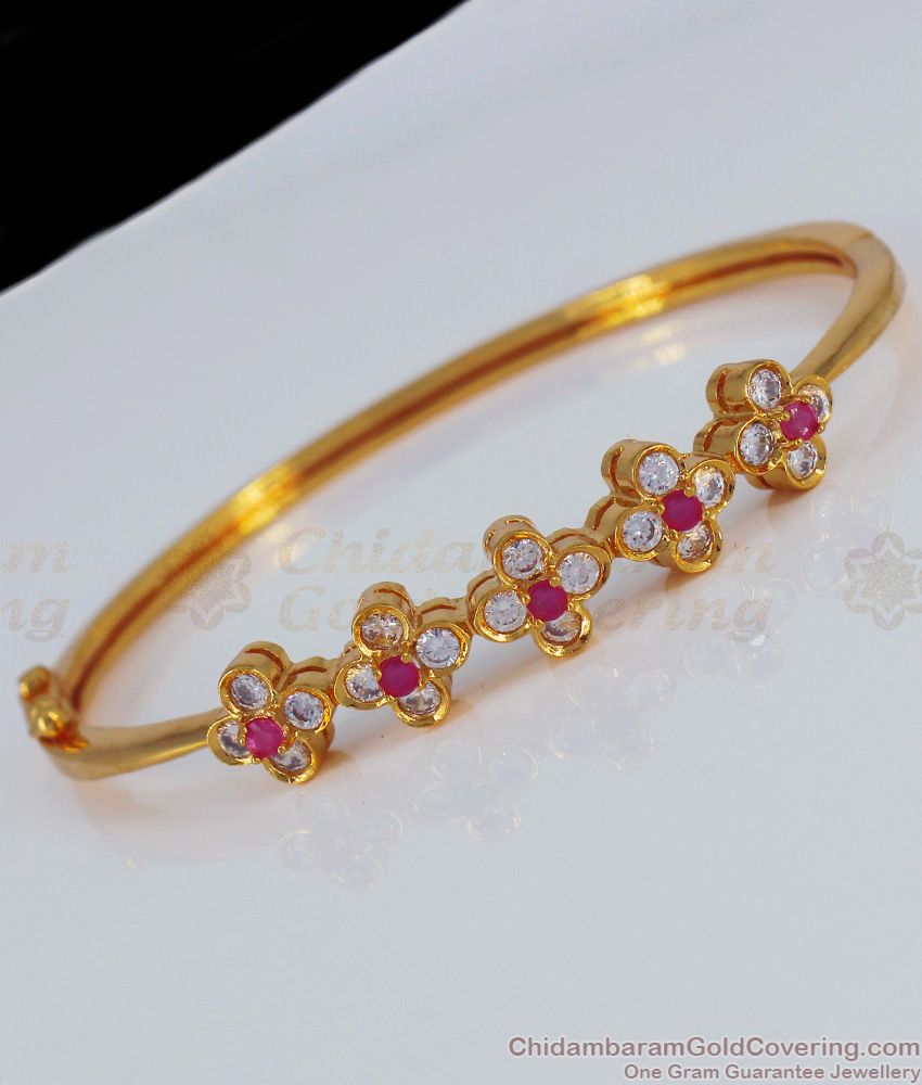 New Stylish Ruby White Stone Gold Bracelets For Women BRAC355