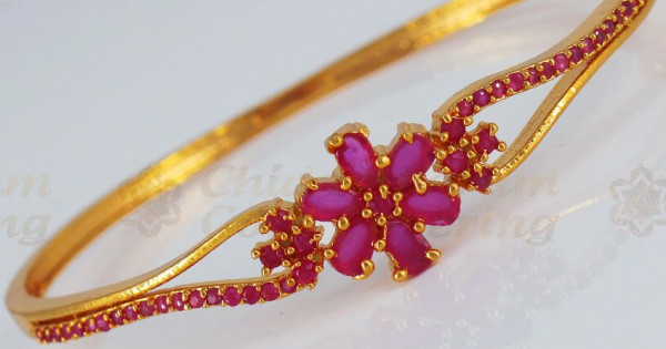 Buy Vibrant Full Ruby Stone Gold Bracelets For Marriage BRAC358