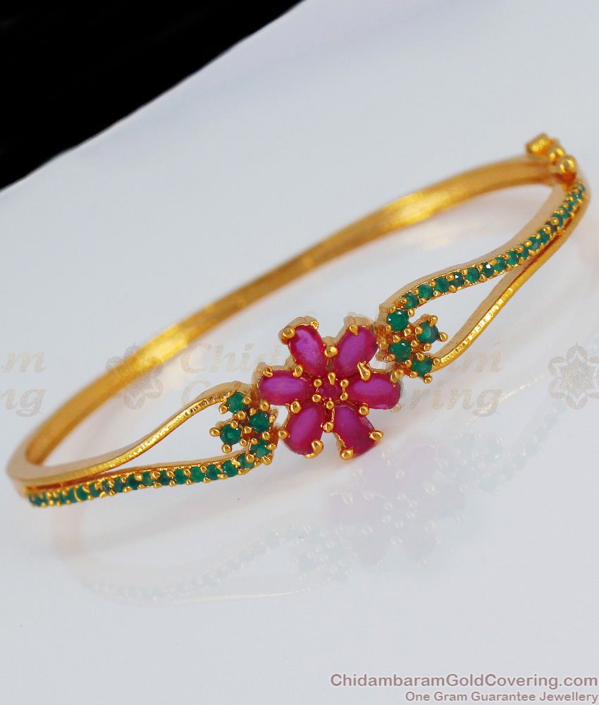 MultiStone Ruby Emerald Gold Bracelets For Party Wear BRAC359