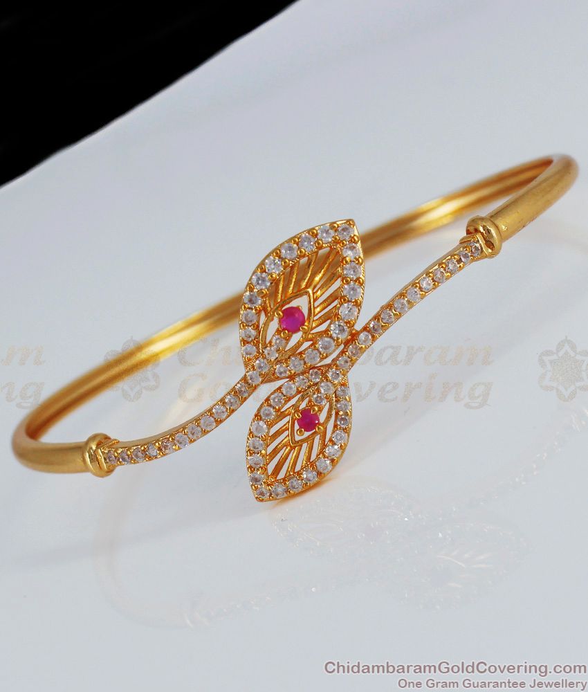 Unique Design Ruby White Stone Gold Bracelets For Women BRAC360
