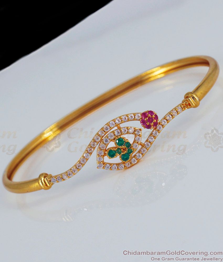 Unique Multi Stone Design Gold Bracelet For Party Wear BRAC396