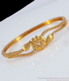 Beautiful Flower White Stone Gold Bracelets For Party Wear BRAC367