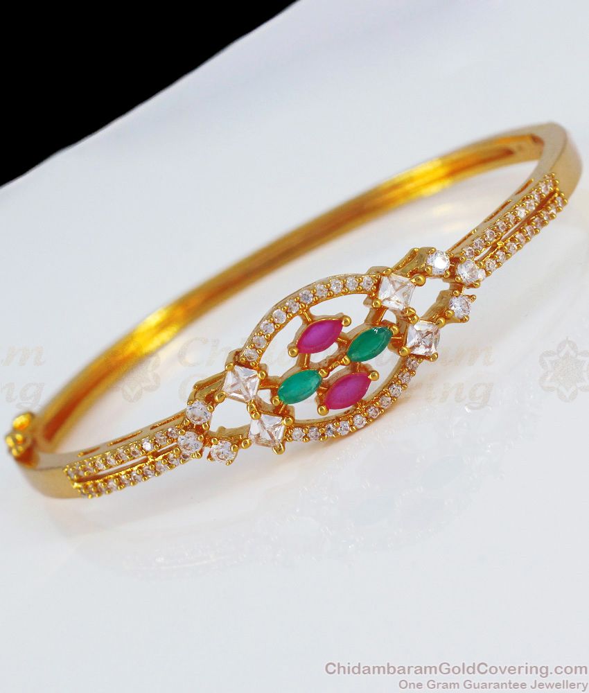 Glittering Multi Color Stone Gold Bracelets For Party Wear BRAC369