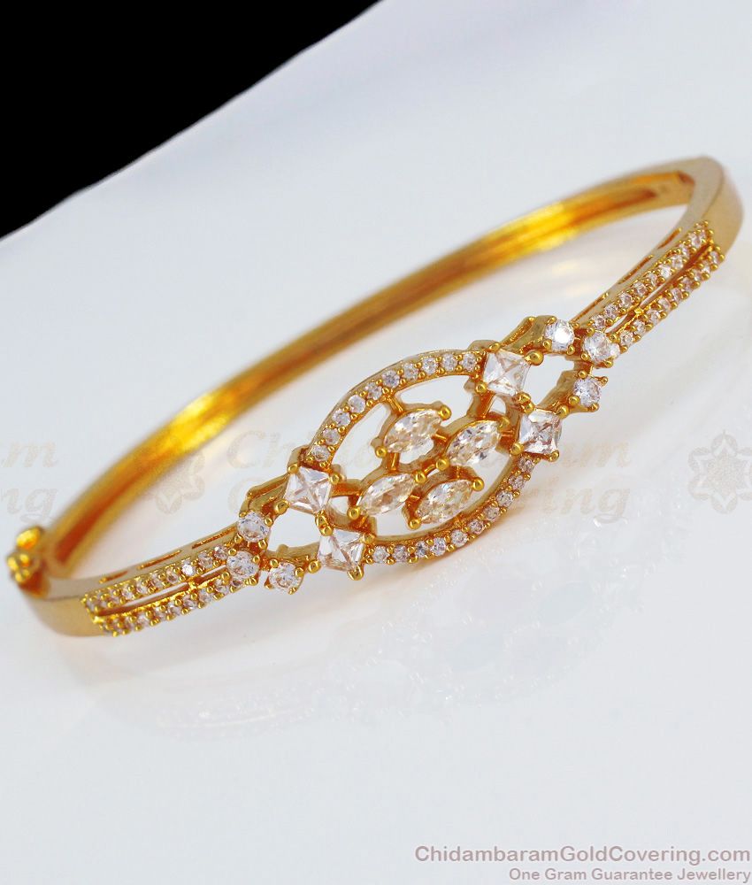 New Model Full White Stone Gold Bracelets For Party Wear BRAC370 New Model Full White Stone Gold Bracelets For Party Wear BRAC370