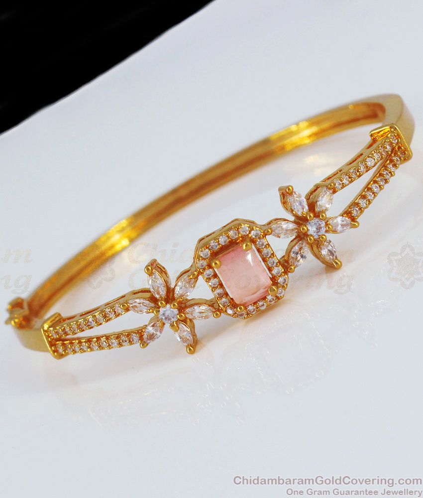 Pretty Pelican Pink Stone Gold Bracelets For Wedding Collections BRAC372