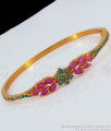 Fascinating Flower Design Ruby Emerald Stone Gold Bracelets BRAC374
