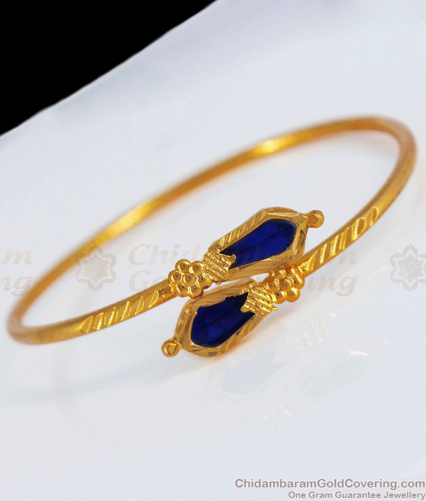 Traditional Blue Palakka Gold Bracelets For occasional Wear BRAC385